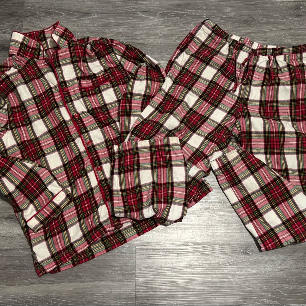 Hanna Andersson Plaid Flannel Cotton Pajama Set S Button Pocket Drawstring